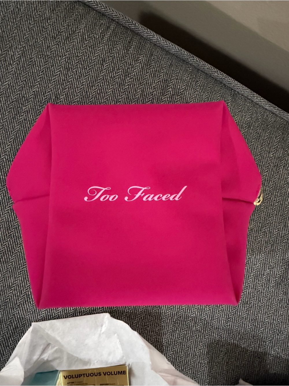 Too Faced Bright Pink Makeup Pouch